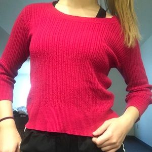 Red Scoop-neck Sweater